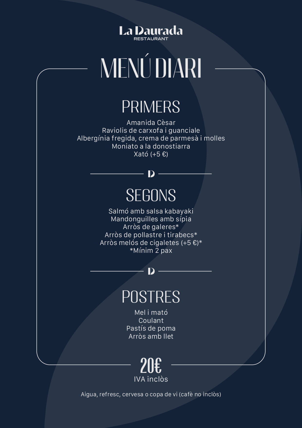 DAILY MENU - La Daurada